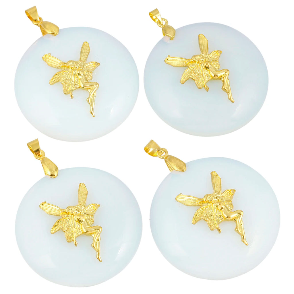 Opalite Angel Fairy Pendant Charms for Jewelry Making Necklace Accessories