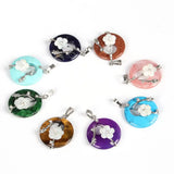 Reiki Healing Stone Pendants - Flower Pearl Shell Natural Amethysts