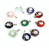 Reiki Healing Stone Pendants - Flower Pearl Shell Natural Amethysts