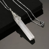 Reiki Healing Selenite Stone Pendant Necklace