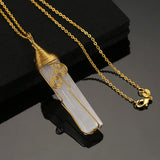Reiki Healing Selenite Stone Pendant Necklace