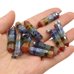 Reiki Stripe Agates Pendant Quadrangular Pyramid Shape 8x31mm