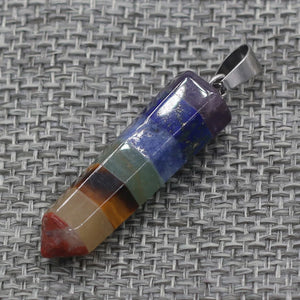 Reiki Stripe Agates Pendant Quadrangular Pyramid Shape 8x31mm