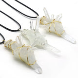 Reiki Natural Quartz Pendant Big Irregular Crystal Pillar Pendulum