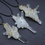 Reiki Natural Quartz Pendant Big Irregular Crystal Pillar Pendulum