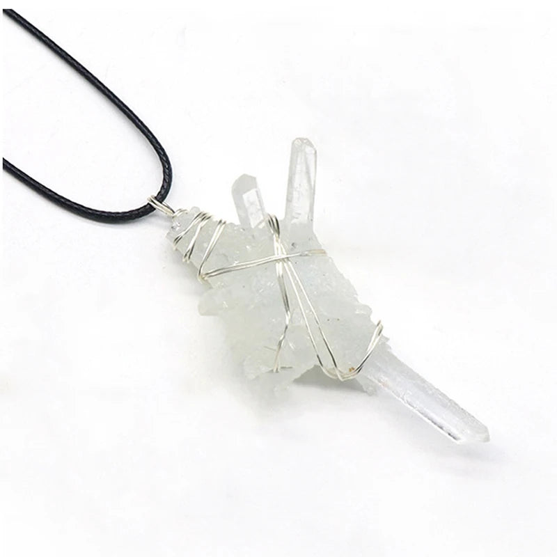 Reiki Natural Quartz Pendant Big Irregular Crystal Pillar Pendulum