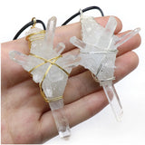 Reiki Natural Quartz Pendant Big Irregular Crystal Pillar Pendulum