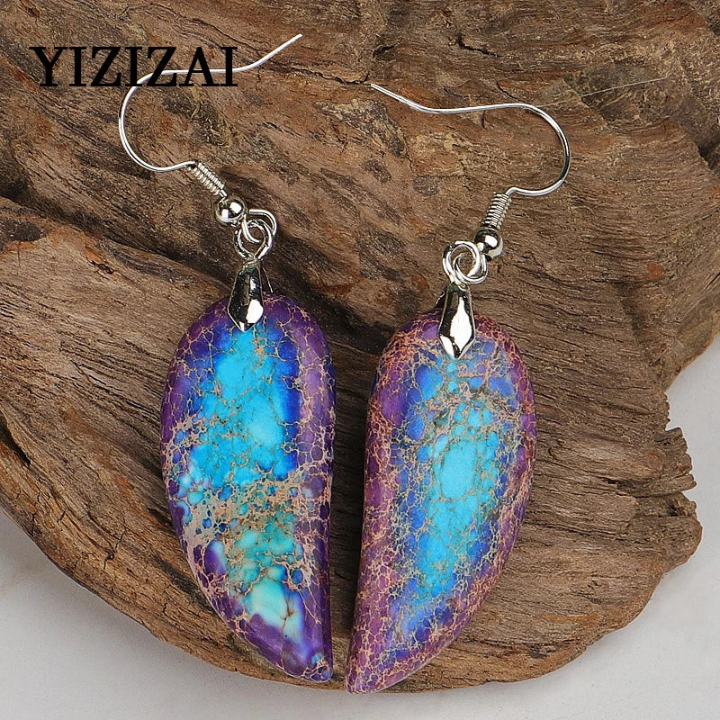 Reiki Natural Healing Stone Emperor Stone Earrings Mix Temperament