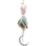 Reiki Natural Rough Ore Stone Chakra Tree of Life Tassel Car Hanging