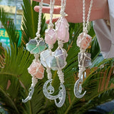 Reiki Natural Rough Ore Stone Chakra Tree of Life Tassel Car Hanging