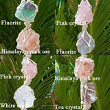 Reiki Natural Rough Ore Stone Chakra Tree of Life Tassel Car Hanging