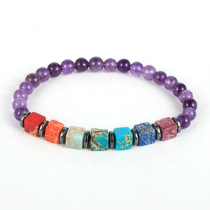 Reiki Healing 7 Chakra Bracelet Square Beads Men Women Yoga Buddha Jewelry