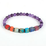 Reiki Healing 7 Chakra Bracelet Square Beads Men Women Yoga Buddha Jewelry
