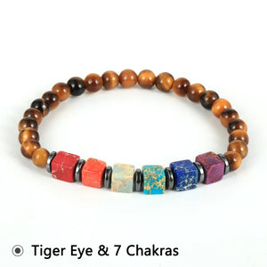 Reiki Healing 7 Chakra Bracelet Square Beads Men Women Yoga Buddha Jewelry