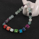 Reiki Healing 7 Chakra Bracelet Square Beads Men Women Yoga Buddha Jewelry