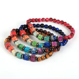 Reiki Healing 7 Chakra Bracelet Square Beads Men Women Yoga Buddha Jewelry