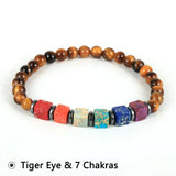 Reiki Healing 7 Chakra Bracelet Square Beads Men Women Yoga Buddha Jewelry