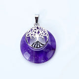Tree of Life Charm Pendant Natural Stone Crystal Necklace