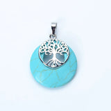 Tree of Life Charm Pendant Natural Stone Crystal Necklace