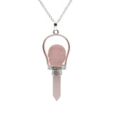 Reiki Natural Stone Skull Hexagonal Column Pendant Necklace
