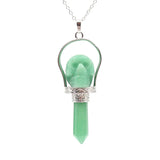 Reiki Natural Stone Skull Hexagonal Column Pendant Necklace