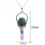Reiki Natural Stone Skull Hexagonal Column Pendant Necklace