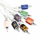 Reiki Om Symbol Crystal Pendulum Dowsing Natural Stone Points Pendant