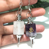 Reiki Om Symbol Crystal Pendulum Dowsing Natural Stone Points Pendant
