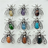Reiki Ore Crystal Agate Insects Necklace/Brooch Pendant