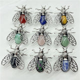 Reiki Ore Crystal Agate Insects Necklace/Brooch Pendant