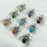 Reiki Ore Crystal Agate Insects Necklace/Brooch Pendant