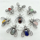 Reiki Ore Crystal Agate Insects Necklace/Brooch Pendant