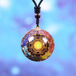 Reiki Orgonite Sri Yantra Necklace Orgonite Pendant Necklace 7 Chakra Sacred