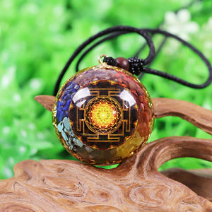 Reiki Orgonite Sri Yantra Necklace Orgonite Pendant Necklace 7 Chakra Sacred