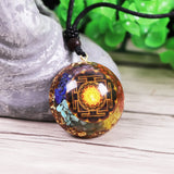 Reiki Orgonite Sri Yantra Necklace Orgonite Pendant Necklace 7 Chakra Sacred