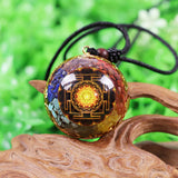 Reiki Orgonite Sri Yantra Necklace Orgonite Pendant Necklace 7 Chakra Sacred