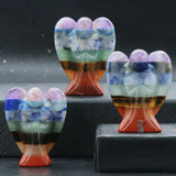 Reiki Pine Cones Stone Ornament Colorful Chakras Agates Bead 24x18mm