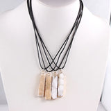 Reiki Raw Ore Jewelry Rectangle Druzy Necklace Women Chakra Pink Crystal