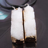 Reiki Raw Ore Jewelry Rectangle Druzy Necklace Women Chakra Pink Crystal