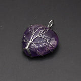 Reiki Tree of Life Pendant Natural Wire Wrap Heart Love Crystal Tiger Eye