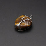 Reiki Tree of Life Pendant Natural Wire Wrap Heart Love Crystal Tiger Eye