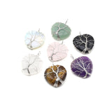 Reiki Tree of Life Pendant Natural Wire Wrap Heart Love Crystal Tiger Eye
