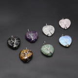 Reiki Tree of Life Pendant Natural Wire Wrap Heart Love Crystal Tiger Eye
