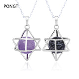 Reiki Chakra Natural Stone Pendant Star Necklace for Women
