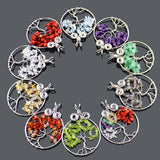 Reiki Chakra Tree of Life Chips Beads Pendant Owl Necklace