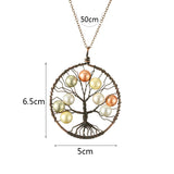 Reiki Tree of Life Pendant Copper Wire Wrapped Shell Necklace