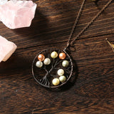 Reiki Tree of Life Pendant Copper Wire Wrapped Shell Necklace