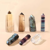 Reiki Natural Stone Hexagon Column Raw Stone Healing Crystal Crafts