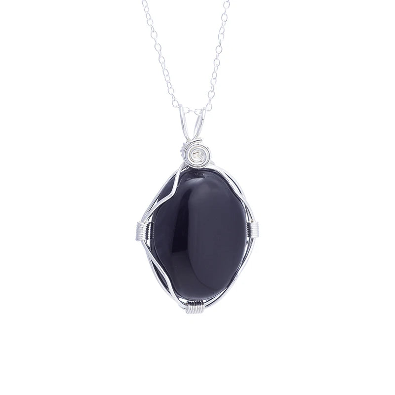Reiki Quartz Stone Pendant Necklace for Women Healing Crystal Jewelry