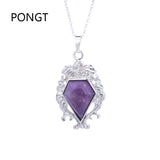 Reiki Natural Stones Crystal Pendant Opal Lapis Lazuli Healing Quartz Necklace